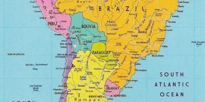 Mapa da Guiana, américa do sul 