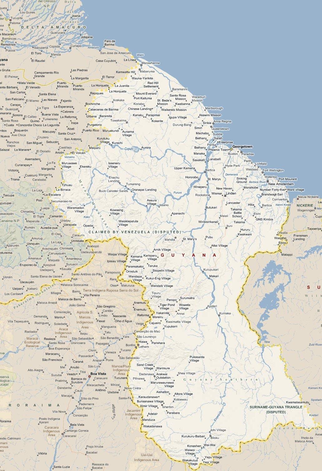 mapa da Guiana estrada
