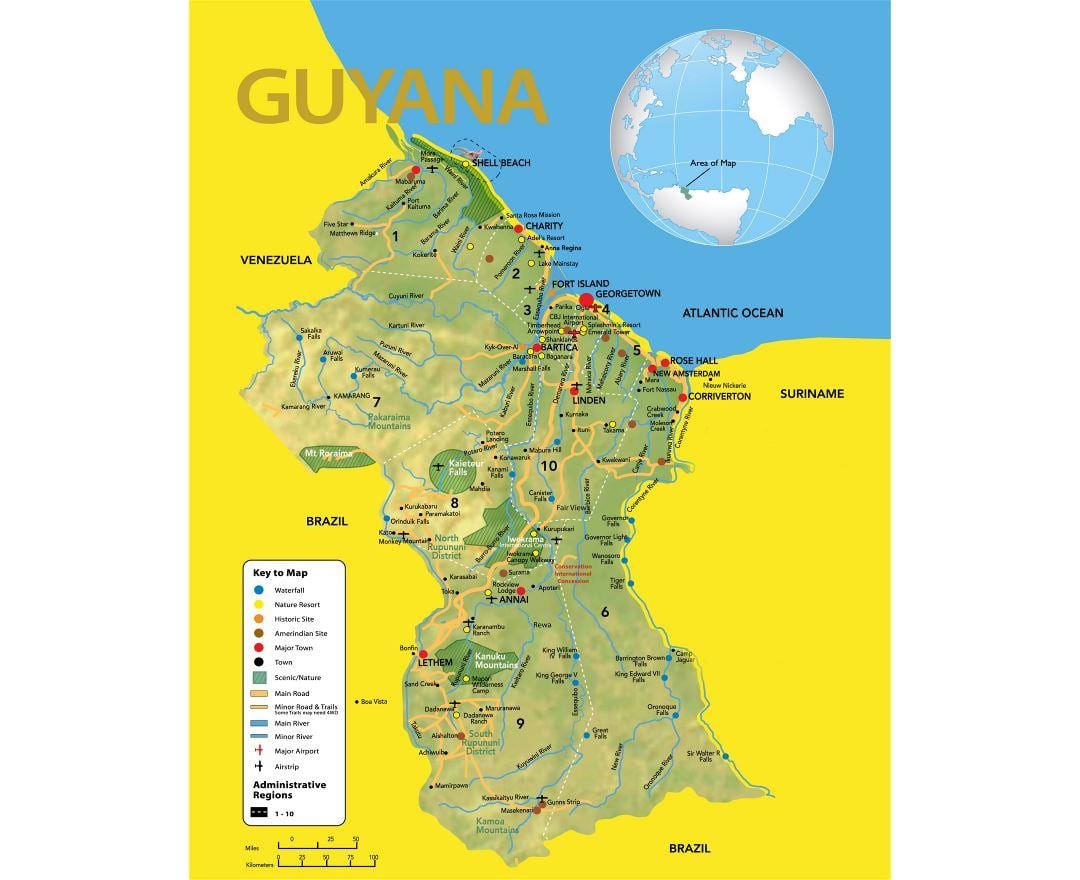 mapa da Guiana mapa de localização