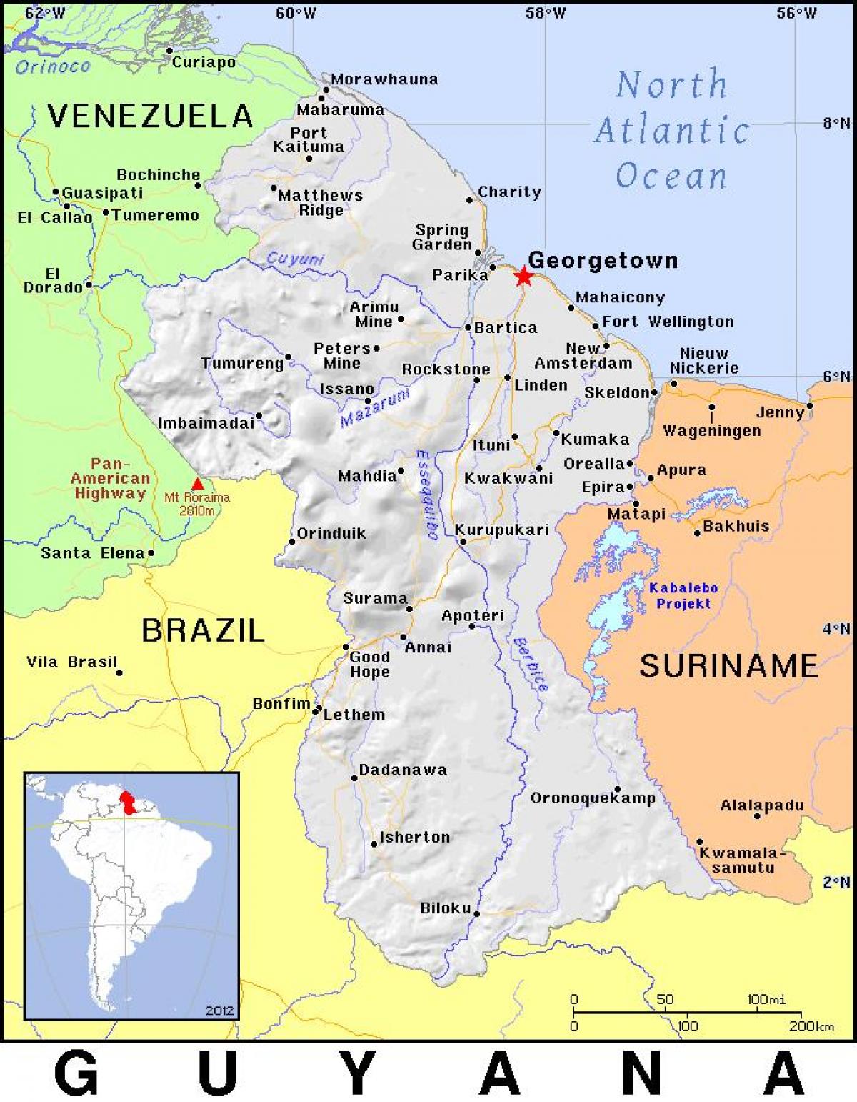 mapa da Guiana país