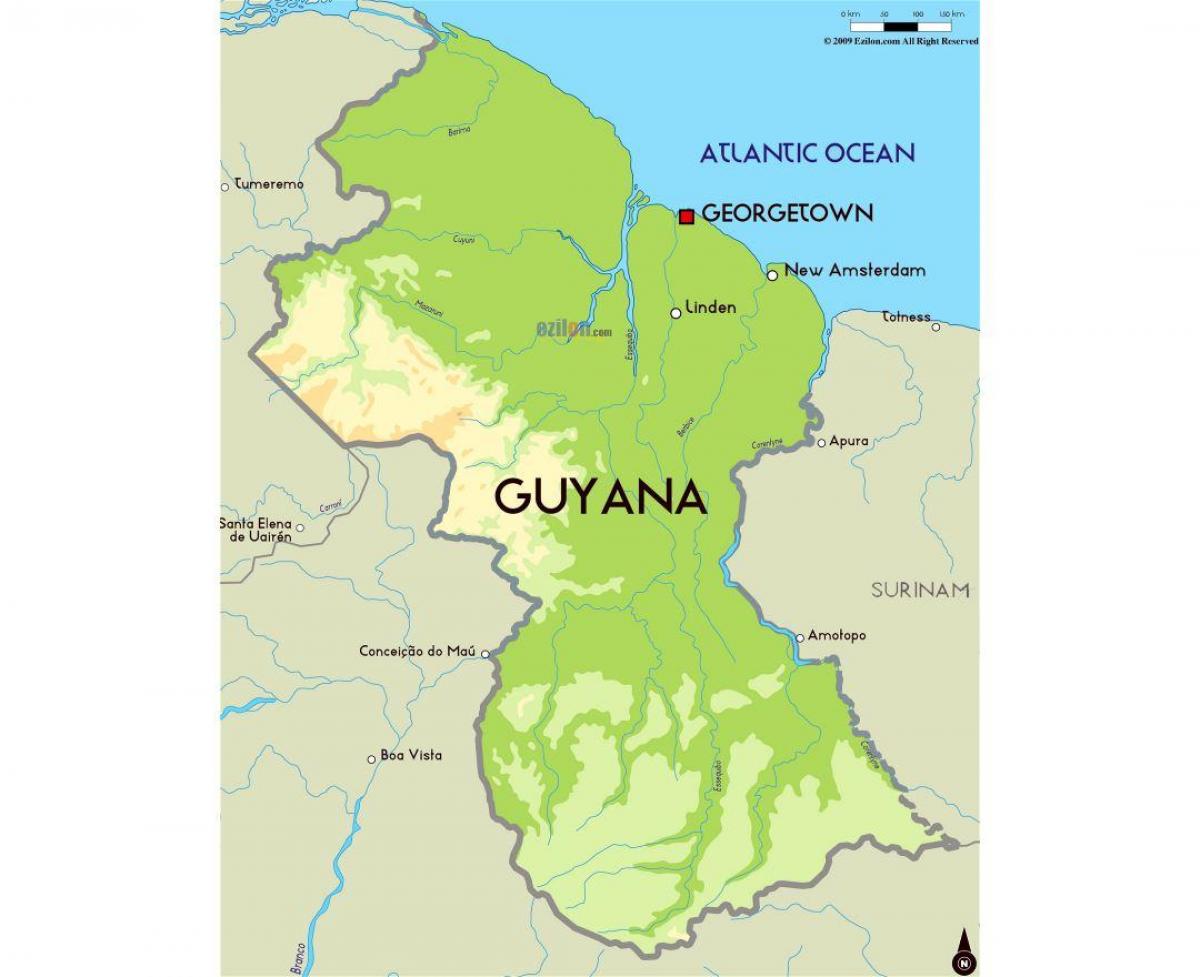 um mapa da Guiana