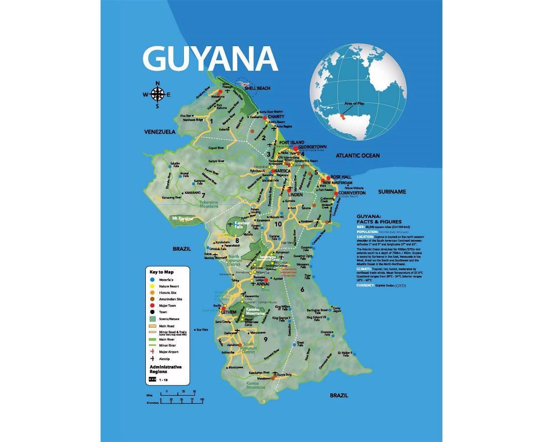 mapa da mapa que mostra como os índios vieram para a Guiana