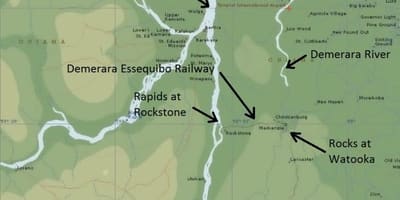 Mapa do essequibo costa da Guiana