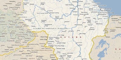 Mapa da Guiana estrada