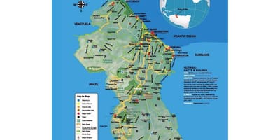 Mapa da mapa que mostra como os índios vieram para a Guiana